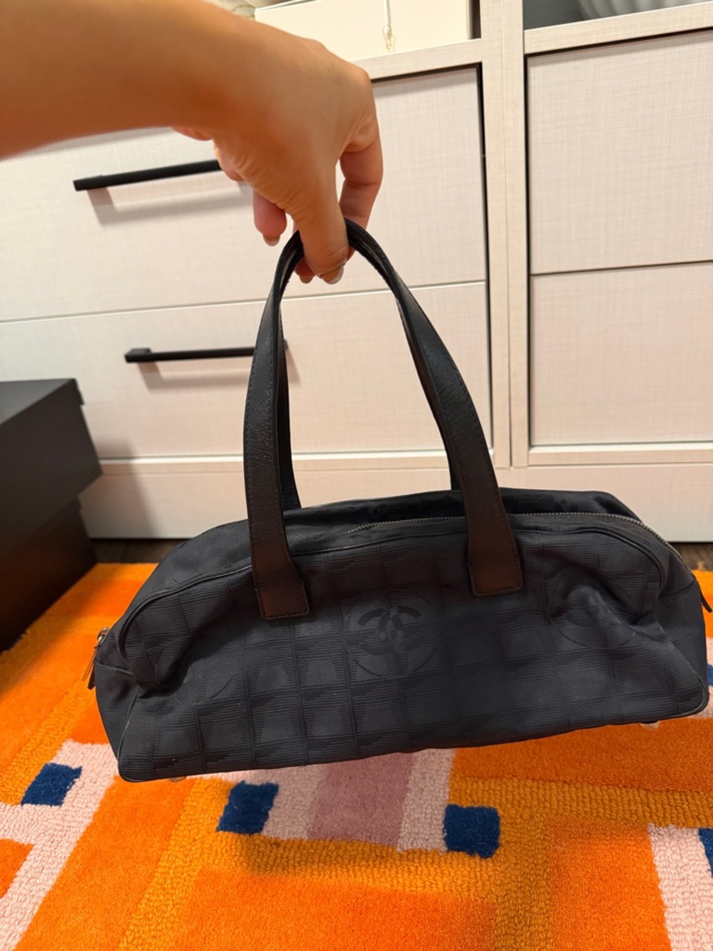 CHANEL Black Quilted Shoulder Top-Handle Bag